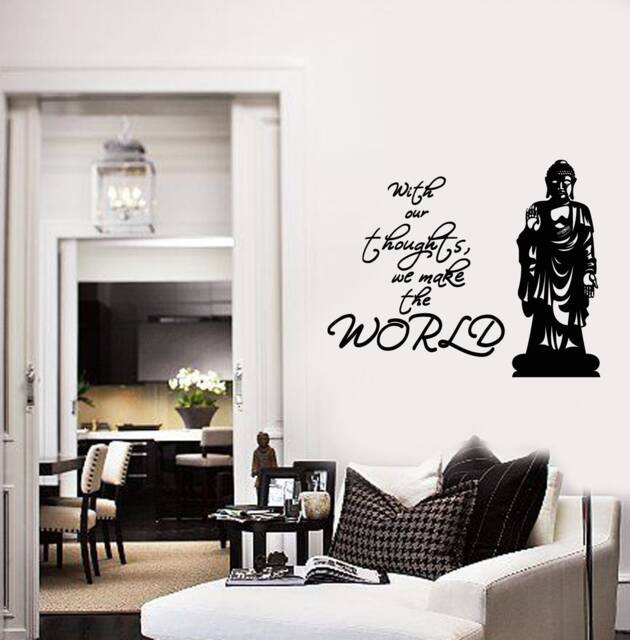 Buddha Statue Vinyl Wall Decal Quote Zen Buddhism Room Decor Stickers Mural - 2833Di - image 1