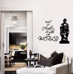 Buddha Statue Vinyl Wall Decal Quote Zen Buddhism Room Decor Stickers Mural - 2833Di - thumbnail 1