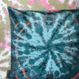 Tie Dye Circle Velvet Cushion - Turquoise - thumbnail 4
