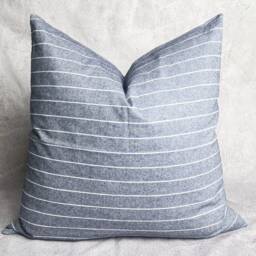 Dark Gray Striped Cotton Pillow Cover, Lanna Hmong Woven Cushion - 20x20 - thumbnail 3