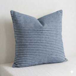 Dark Gray Striped Cotton Pillow Cover, Lanna Hmong Woven Cushion - 20x20 - thumbnail 1