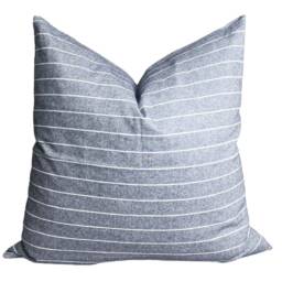 Dark Gray Striped Cotton Pillow Cover, Lanna Hmong Woven Cushion - 20x20 - thumbnail 2