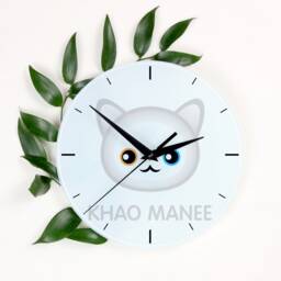 A Clock With A Khao Manee Cat. New Collection The Cute Art-Dog Cat - thumbnail 1