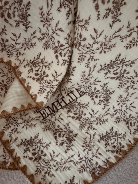 Personalized Baby Blanket Beige Muslin With Name Embroidery - image 1