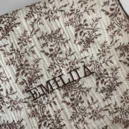 Personalized Baby Blanket Beige Muslin With Name Embroidery - thumbnail 4