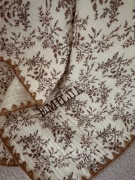 Personalized Baby Blanket Beige Muslin With Name Embroidery - thumbnail 1