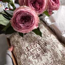 Personalized Baby Blanket Beige Muslin With Name Embroidery - thumbnail 2