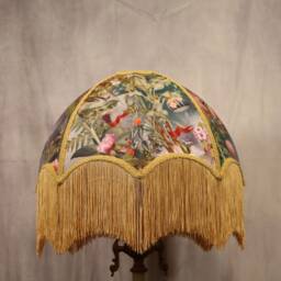 Hand-Made Fringed Lampshade. Made To Order. Covered With Printed Velvet Fabric - thumbnail 3