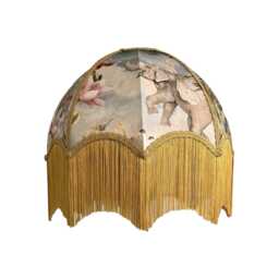 Hand-Made Fringed Lampshade. Made To Order. Covered With Printed Velvet Fabric - thumbnail 1