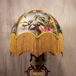Hand-Made Fringed Lampshade. Made To Order. Covered With Printed Velvet Fabric - thumbnail 2
