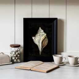 Seashell Wall Art Print - Coastal Nautical Poster With Conch Shell Beach House Decor Ocean Inspired Artwork For Home Interiors - thumbnail 2