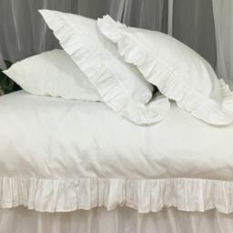 White Ruffle Duvet Cover, Custom Made From Long Staple Pima Cotton, Available in Twin, Full, Queen, King, Calif. King Or Custom Size - thumbnail 3