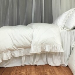 White Ruffle Duvet Cover, Custom Made From Long Staple Pima Cotton, Available in Twin, Full, Queen, King, Calif. King Or Custom Size - thumbnail 2