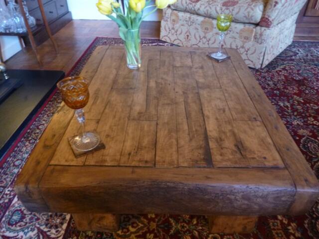 Chunky French Oak Coffee Table - image 1