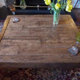 Chunky French Oak Coffee Table - thumbnail 2