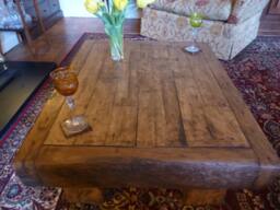 Chunky French Oak Coffee Table - thumbnail 1