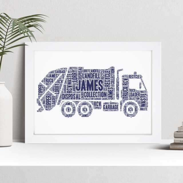 Personalised Dustbin Truck Word Art Print - Custom Refuse Collector Gift - image 1