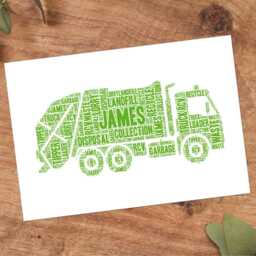 Personalised Dustbin Truck Word Art Print - Custom Refuse Collector Gift - thumbnail 3