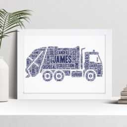 Personalised Dustbin Truck Word Art Print - Custom Refuse Collector Gift - thumbnail 1