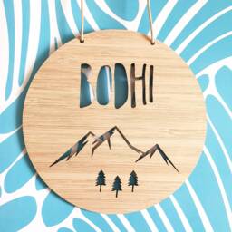 Mountains Personalised Wooden Wall/Door Hanging-Wall Hanging-Kids Door Sign-Custom Name-Kids Gift-Baby Gift-Lasercut-Plaque-Nursery Decor - thumbnail 3