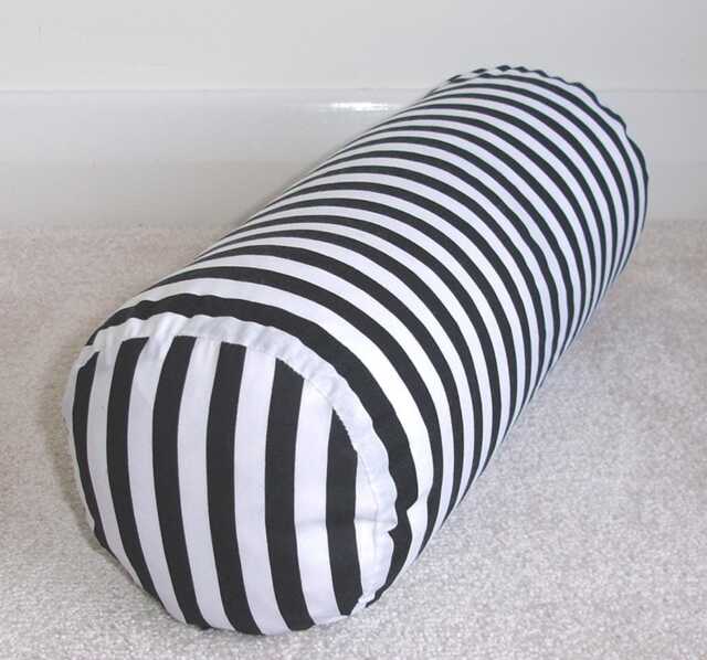 "6x16 Bolster Pillow Cylinder Cover Round Neckroll Case Black & White Cushion Sham Stripes Stripe 16""x6" - image 1