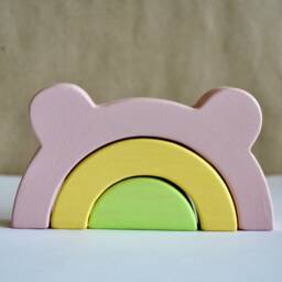 Wooden Bear Rainbow Stacking Toy Personalized Wooden For Toddler - thumbnail 2
