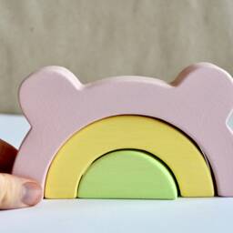 Wooden Bear Rainbow Stacking Toy Personalized Wooden For Toddler - thumbnail 4
