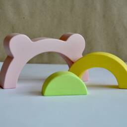 Wooden Bear Rainbow Stacking Toy Personalized Wooden For Toddler - thumbnail 3