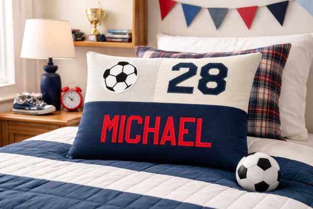 Soccer Pillow - Embroidered Personalized For Individuals Or Teams With Player Number - image 1