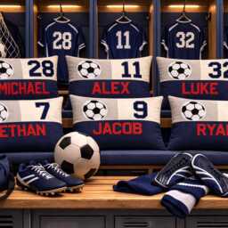 Soccer Pillow - Embroidered Personalized For Individuals Or Teams With Player Number - thumbnail 3