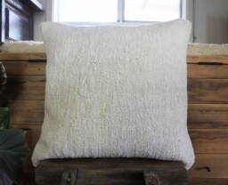 Vintage Handwoven Kilim Cushion Cover - Hemp/Wool/Linen, 20 Inch