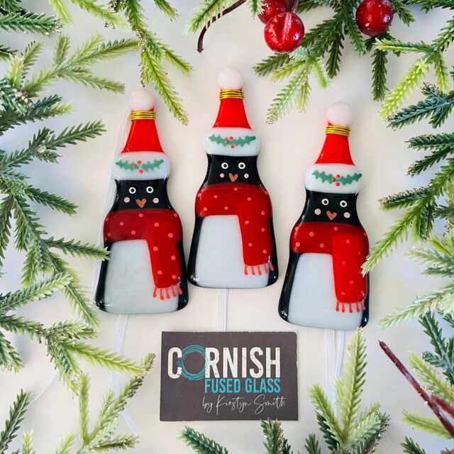 Fused Glass Penguin Christmas Decoration - Decoration, Ornament, Cornwall - image 1
