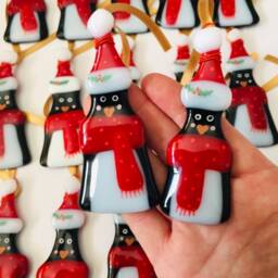 Fused Glass Penguin Christmas Decoration - Decoration, Ornament, Cornwall - thumbnail 3
