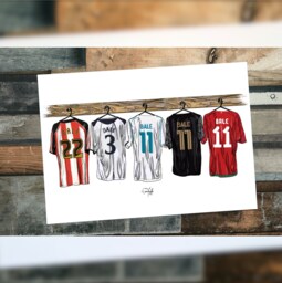 Gareth Bale Themed Career Dressing Room Kit Print Hand Illustrated Design - thumbnail 1