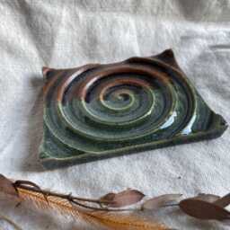 Earth Soap Dish, Rectangular Bathroom Tray, Handmade Kitchen Pottery, Household Holder, Thrown Textured Dishes - thumbnail 2