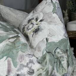 Designer Shabby Chic Sanderson Fabric Giselle Floral Cushion Cover, Pillow Cover - Linen Blend - thumbnail 3