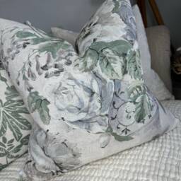 Designer Shabby Chic Sanderson Fabric Giselle Floral Cushion Cover, Pillow Cover - Linen Blend - thumbnail 2