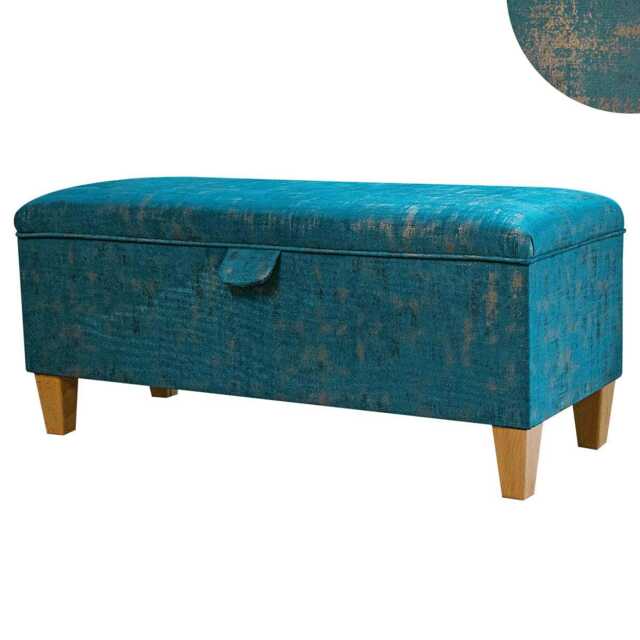 Teal & Brushed Gold Storage Bench - Luxury Ottoman Handmade in Britain - image 1