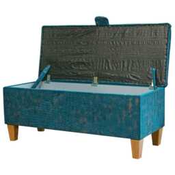 Teal & Brushed Gold Storage Bench - Luxury Ottoman Handmade in Britain - thumbnail 2