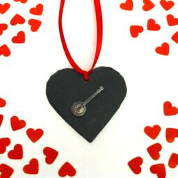 Banjo Design Slate Heart - Christmas Ornament 2026 Tree Decoration Gifts Folk Music Gift Mum Dad - thumbnail 2