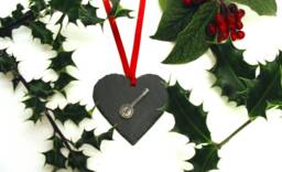 Banjo Design Slate Heart - Christmas Ornament 2026 Tree Decoration Gifts Folk Music Gift Mum Dad - thumbnail 1