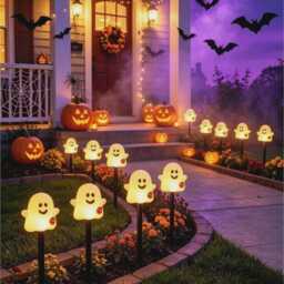 Halloween Ghost Solar String Lights, Waterproof Led Ground Stake Pumpkin Yard Decor, Outdoor Pathway Lights - thumbnail 4
