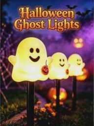 Halloween Ghost Solar String Lights, Waterproof Led Ground Stake Pumpkin Yard Decor, Outdoor Pathway Lights - thumbnail 3