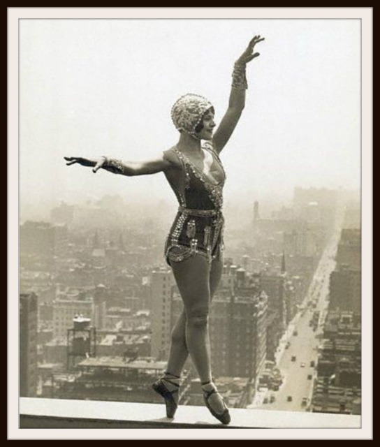 Vintage Historic Reproduction Photo Woman Dancing On A Construction Beam Unframed