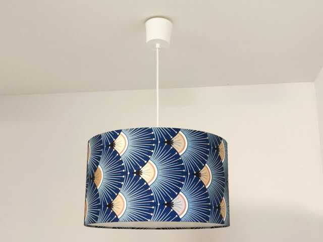 Art Deco Style Lampshade Or Pendant Light in Blue & Gold - A Perfect Christmas Birthday Gift Idea Chic Decoration - image 1
