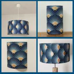 Art Deco Style Lampshade Or Pendant Light in Blue & Gold - A Perfect Christmas Birthday Gift Idea Chic Decoration - thumbnail 4