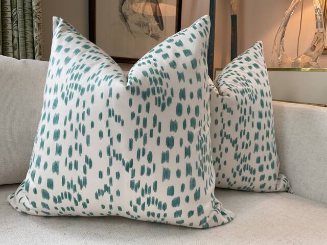Brunschwig & Fils Pillow Cover in Les Touches Aqua Cream Cotton, Woven Backing - image 1