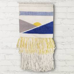 Sun Woven Wall Tapestry, Mid-Century Modern Boho Art - thumbnail 3