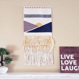 Sun Woven Wall Tapestry, Mid-Century Modern Boho Art - thumbnail 2