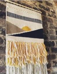 Sun Woven Wall Tapestry, Mid-Century Modern Boho Art